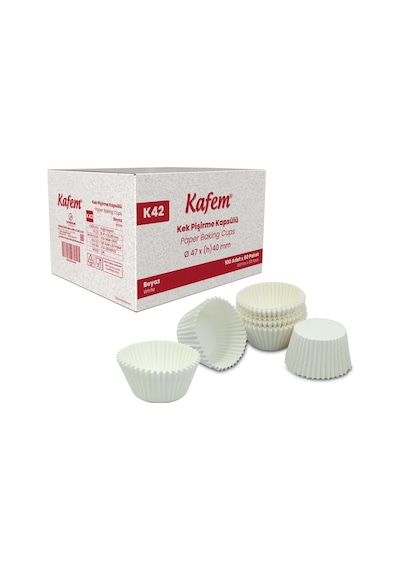 Kafem Muffin Kek Kapsülü Beyaz Büyük Boy No:2 100lü X 50 Paket Koli - K42 Beyaz