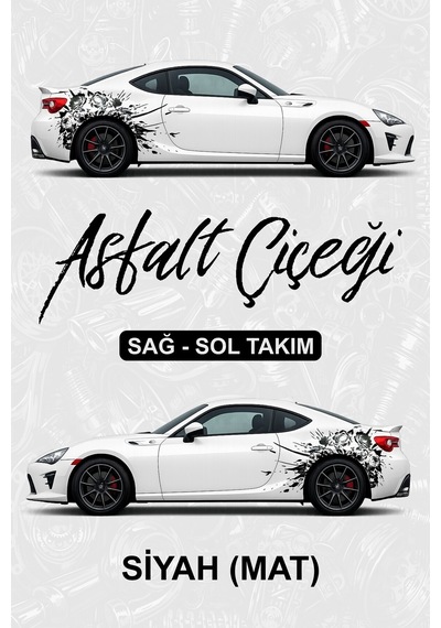 Asfalt Çiçeği Kaplama Sticker Siyahmat - 852822446