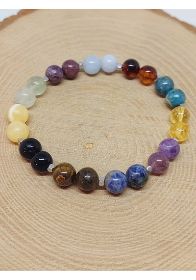 Doğal Taş Öğrenci Başarı Bilekliği 8mm Unisex 55760 Çok Renkli