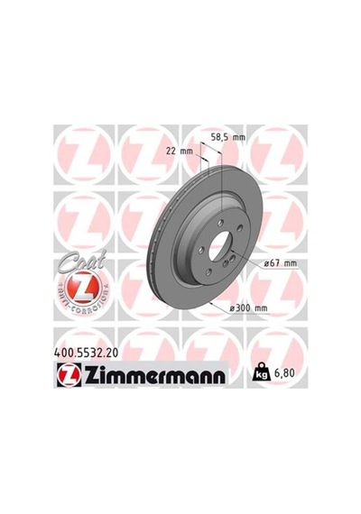 Zimmermann 400.5532.20 Fren Diski Arka Mercedes S-class W221 Sl-class R230 A2304230412