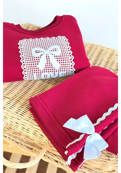 Miniğimin Cicileri Love Dantel Desenli Kız Çocuk 2 Li Takım - Bordo Diğer