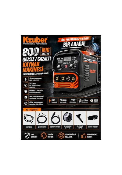 Kzuber Kzuber800 Mıg-800 Yeni Nesil Gazsız Gazalti Kaynak Makinesi German Style
