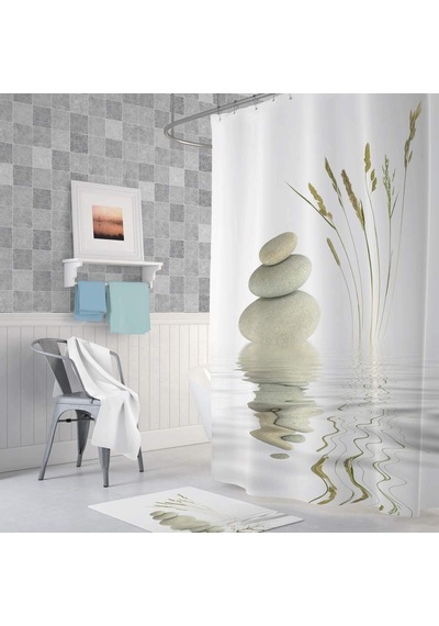 Tropik Zethome Stone And Reed Banyo Duş Perdesi Tek Kanat 1x180x200 Diğer