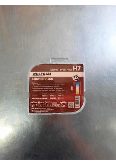 12v H7 Far Ampulü Ultravision %200 Yüksek Işık - Wolfram 22197 Uv