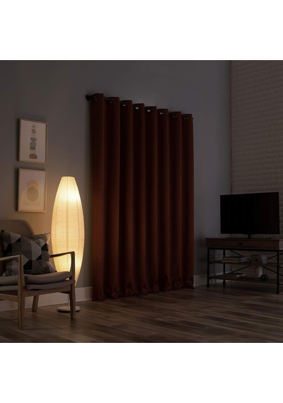 Nordic 2'li Paket Tiyatro Sınıfı Extreme Total Blackout Gromet Perde Panel Çifti, 132 Cm X 160 Cm, Terakota