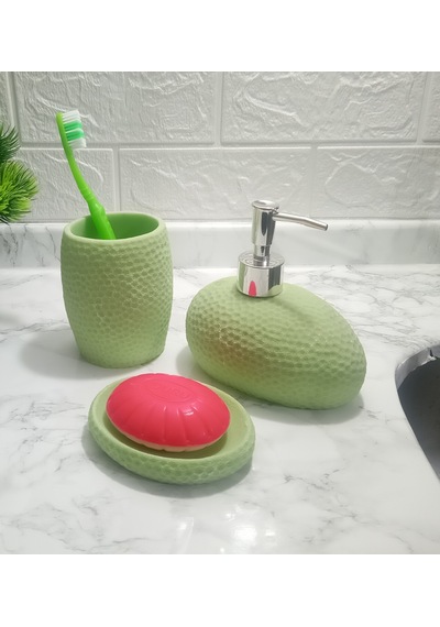 YEŞİL PETEK 3 LÜ BANYO SETİ 20x20x13cm Yeşil