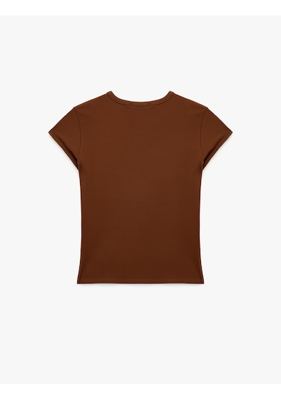 Koton Slim Fit Uzun Kollu Bisiklet Yaka Spor Tişört Kahverengi 6sak10148nk Kahve