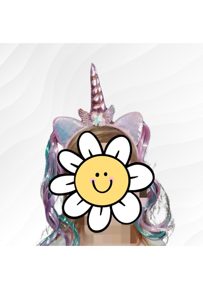 Unicorn Parlak Saç Bandı Postiş Renkli Saçlı Doğum Günü Hediyesi Pembe Pony Taç
