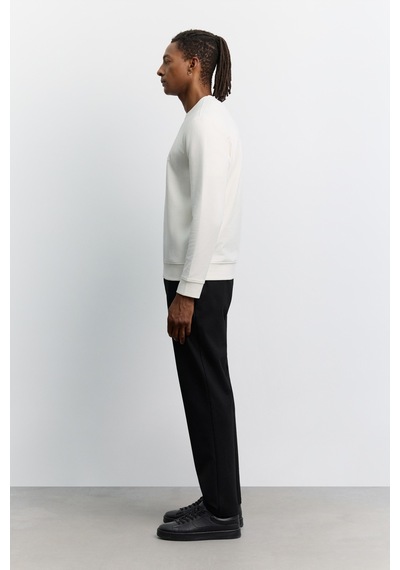 Avva Erkek Ekru Bisiklet Yaka Kolay Ütülenen Baskılı Pamuklu Regular Fit Sweatshirt A62y1297