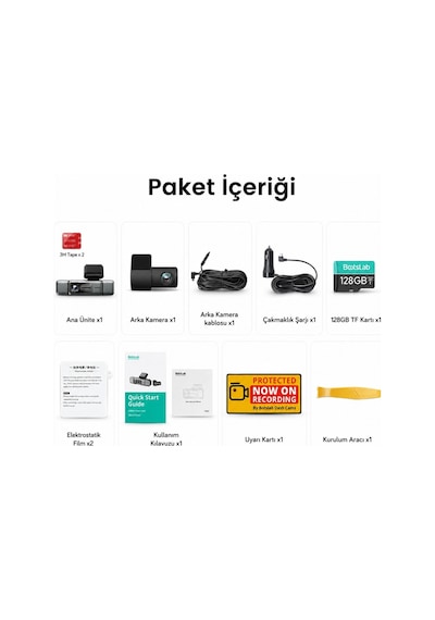 +360 Botslab G980H Pro 3K 4 Kameralı Wifi+GPS Akıllı Araç İçi Kamera +150° Geniş Açı+Yaya Algılama