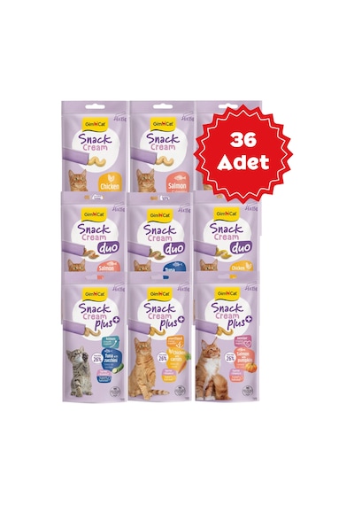 Gimcat Snack Cream Karışık Kedi Ödülü 6x15gr 36 Adet