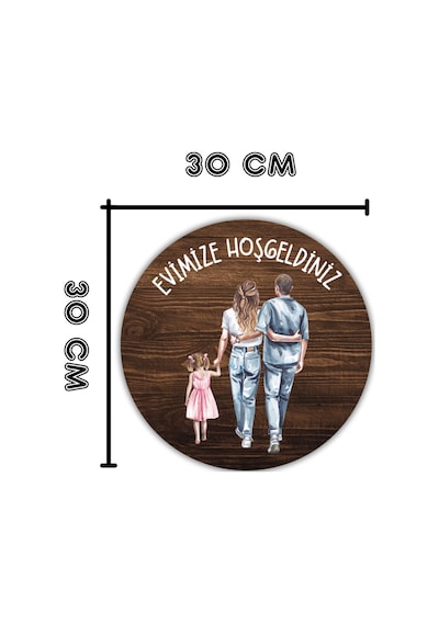 Modern Ahşap Kapı Süsü - Kız Çocuk Aile Kapı Süsü - Dış Kapi Susu