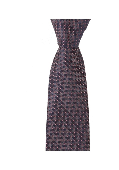 Esgue Dar Kesim Kahve - Pembe Desenli Slim 6 Cm. Hand Made Kravat Kahverengi