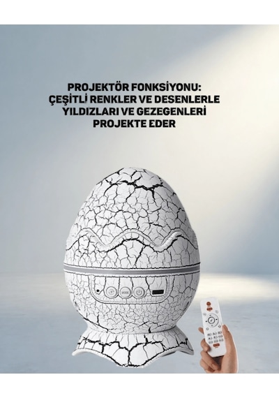 Şık Dinozor Yumurtası Projektörlü Gece Lambası .