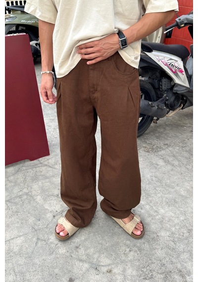 Flaw Pileli Gabardin Pantolon Kahverengi Kahverengi