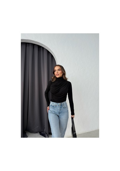 Unika Boutique Büzgülü Bluz siyah