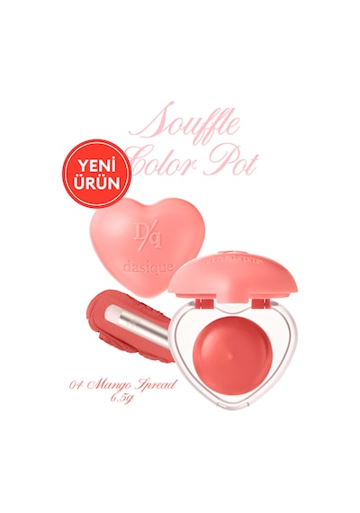 Dasique Kalp Tasarımlı Yoğun Pigmentli Köpük Yapılı Kadife Bitiş Sunan Ruj Souffle Color Pot 04 Mango Spread 04 Mango Spread