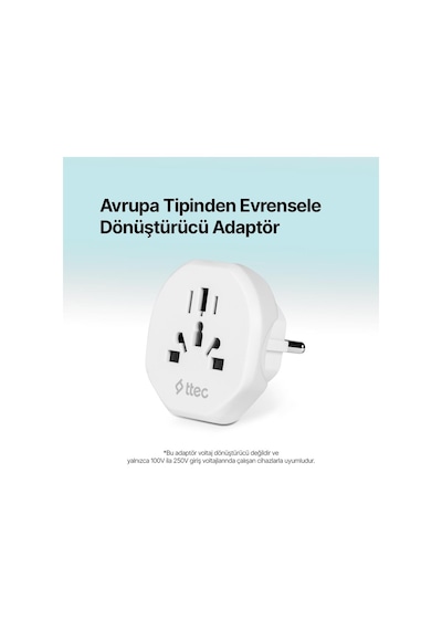 Ttec Akım Korumalı 10a/250v Amerikan/avrupa/ingiliz Tipi Priz Dönüştürücü Priz Çevirici Adaptör Priz