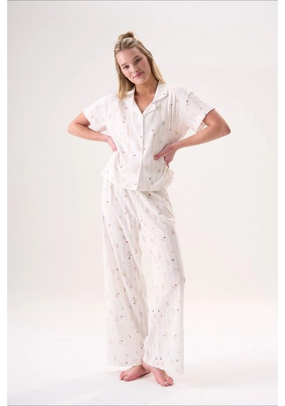Etoile 26506 Yarım Kol Pijama Takım Ekru