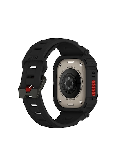 Watch Ultra 49mm Uyumlu 2in1 Tpu Kasa Koruyuculu Silikon Kordon Skinarma Mecha Siyah