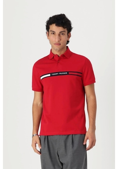 Tommy Hilfiger Erkek Kırmızı Polo Yaka T-shirt Kirmizi Kırmızı