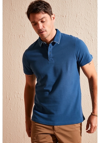 Buratti % 100 Pamuk Düğmeli Regular Fit Erkek Polo Yaka T Shirt 5902134 Indigo