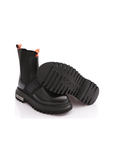 Harley Davidson Falco Nefud Kadın Polperro Erkek Unisex Siyah Deri Bot Black // Baskılı Deri