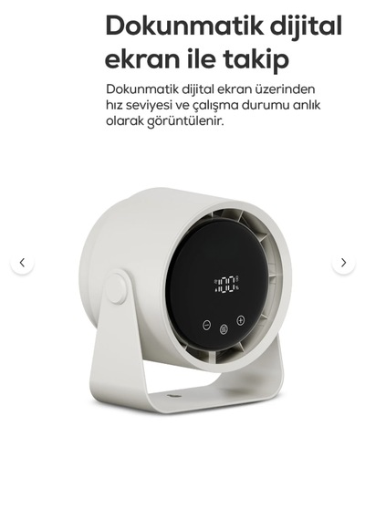 Taşınabilir Masaüstü Fanı 100 Kademe Kontrol, Şarjlı, Dokunmatik Ekran, Usb-c X6113 Beyaz