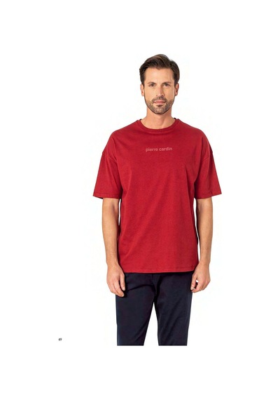 Pierre Cardin 6086 Erkek Kısa Kollu Bisiklet Yaka Oversize Pijama Takım-bordo Bordo