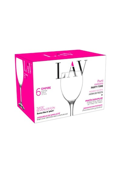Lav Empire Cam Kırmızı Şarap Kadehi 6'lı 340 ml Ayaklı (Meşrubat Bardağı)