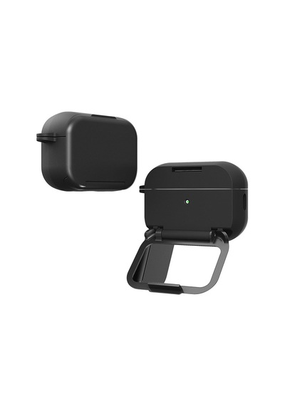 Apple Uyumlu Airpods Pro/pro 2.nesil Kılıf Stand Özellikli Aynalı Kapak Siyah