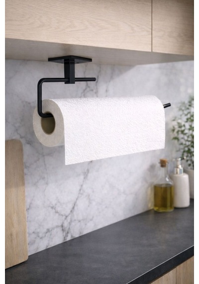 Siyah Rulo Havluluk Peçetelik Yapışkanlı Pratik Banyo Mutfak Askısı Kağıt Rulo Havluluk Siyah Metal Diğer