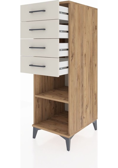 Dolap Tek Raflı 4 Çekmeceli 44x59x134 Çam-aytaşı Atlas Çam