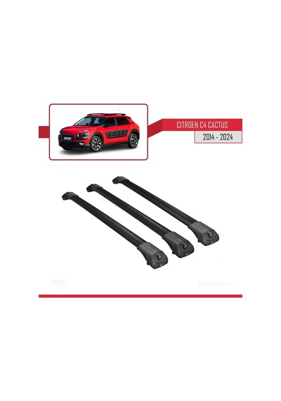 Citroen C4 Cactus 2014 Ve Sonrası İle Uyumlu Ace-1 Ara Atkı Tavan Barı Siyah 3 Adet Bar