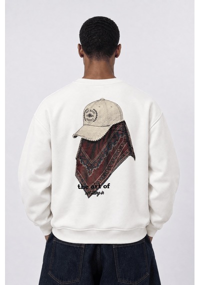 Respire Erkek The Art Of Patch Detaylı Oversize Sweatshirt Ekru