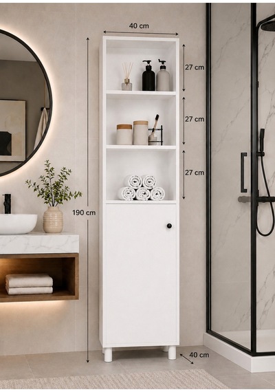 Paris Beyaz Banyo Dolabı Beyaz