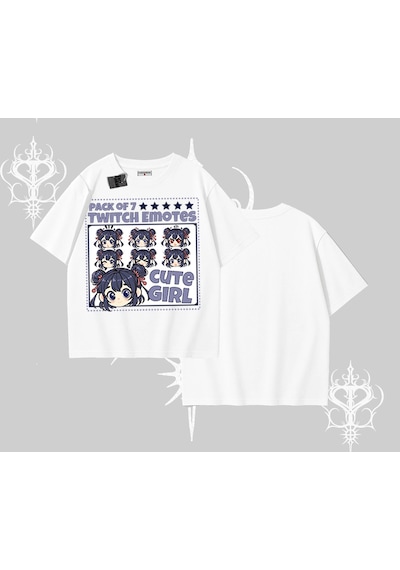 Tarzsokak Oversize Tshirt Twitch Emotes Cute Girl Anime Expression Beyaz