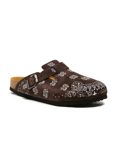 Comfortfusse Folk Capri - Erkek Ortopedik Deri Sabo Terlik Kahverengi Süet Deri