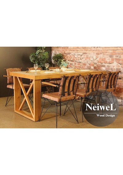 Neiwel Mai X Doğal Ahşap Yemek Masası-80-140 Açık Ceviz