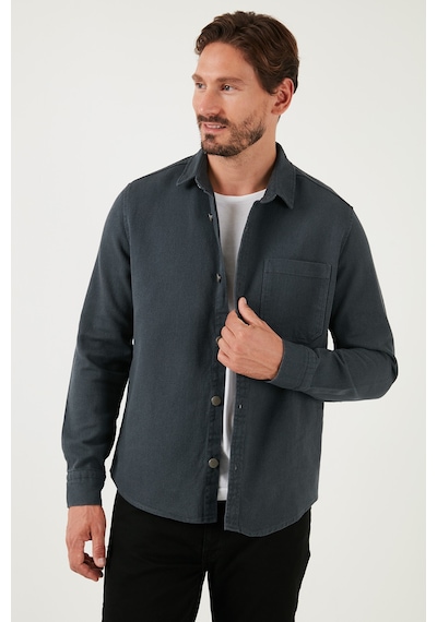 Buratti Pamuklu Tek Cepli Regular Fit Erkek Gömlek Cf25W129140 Antrasit