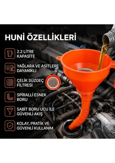 Bay Çelik Süzgeçli Huni - Spiralli Ve Sabit Borulu - 2.2 Litre Kapasite Najmaddin