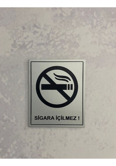 Sigara Içilmez Levhası 10x12 Cm Metal Arkası Bantlı Kolay Montaj