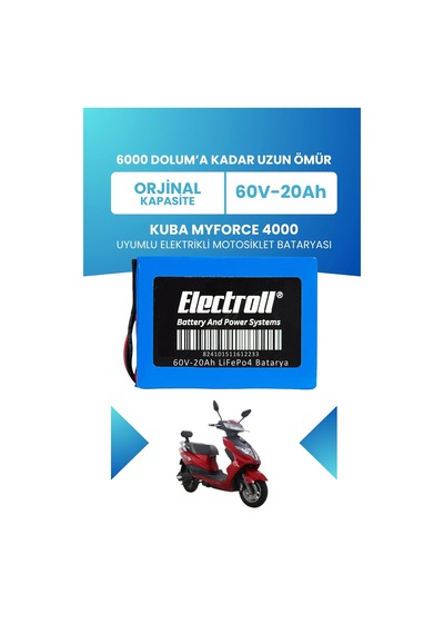 Kuba Myforce 4000 Batarya Standart Kapasite Lifepo4 60v 20ah Elektrikli Motosiklet Bataryası
