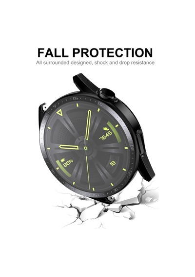 Novstrap Huawei Watch Gt3 46mm İle Uyumlu Ekran Koruyucu Temperli Cam Ve Kasa Koruyucu Sert Pc