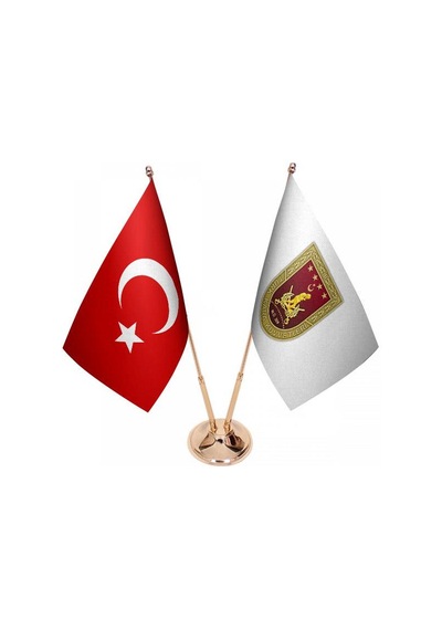 Masa Üstü Kara Kuvvetleri Bayrağı Türk Bayrağı İkili Pirinç Direk