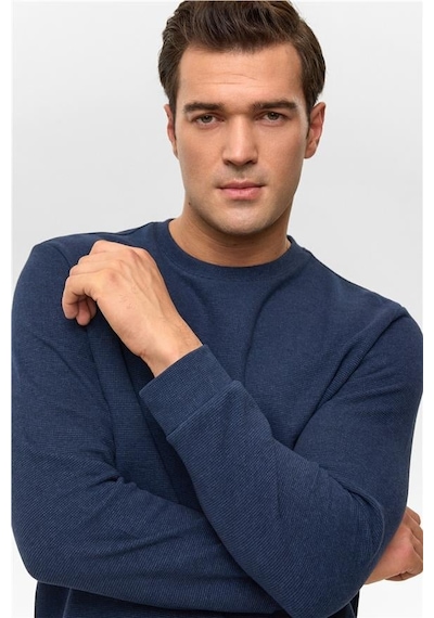 SÜVARİ Lacivert Regular Düz Bisiklet Yaka Sweatshirt Lacivert