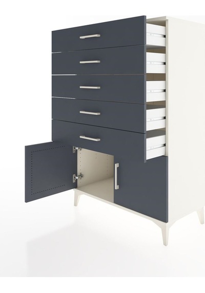 Hyperion Dolap 5 Çekmeceli 2 Kapaklı 88x44x134 Aytaşı-antrasit Aytaşı
