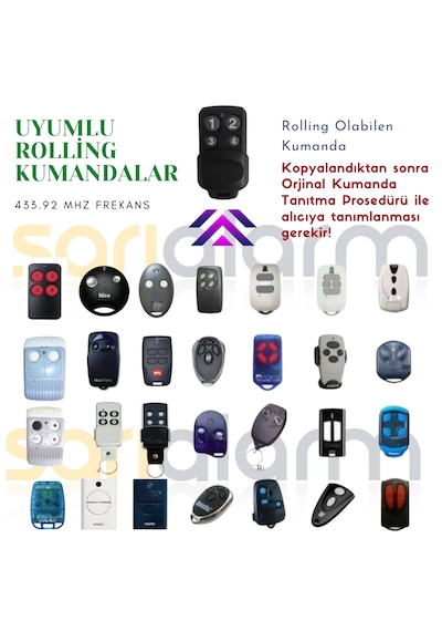 Rolling Nice, Bft, Hiland, Faac Vb. Olabilen Akıllı Kumanda 433.92 Mhz Sm-6508 Kablosuz Uzaktan Kumanda Anahtarı