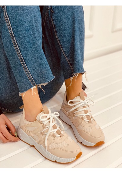 Erva'nın Butiği Ten Deri Travis Kadın Sneakers-2722