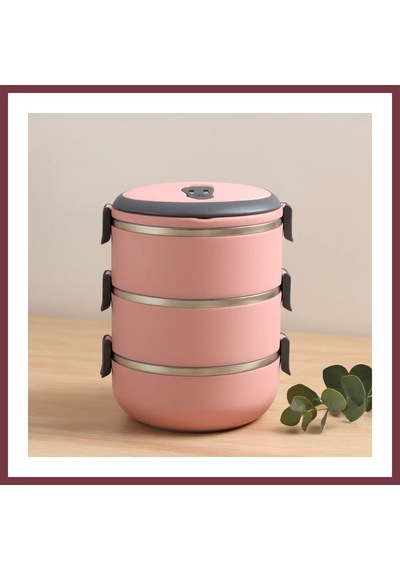 Storeşahin 3'lü 1.8l Sefer Tası Saklama Kabı - Açık Pembe Shn0720